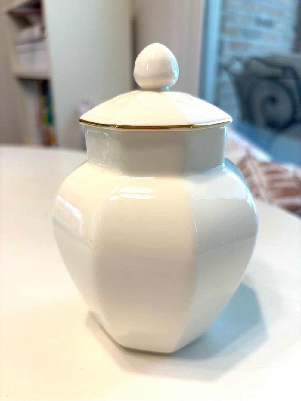 Royal Doulton White Ceramic Ginger Jar with Gold Trim